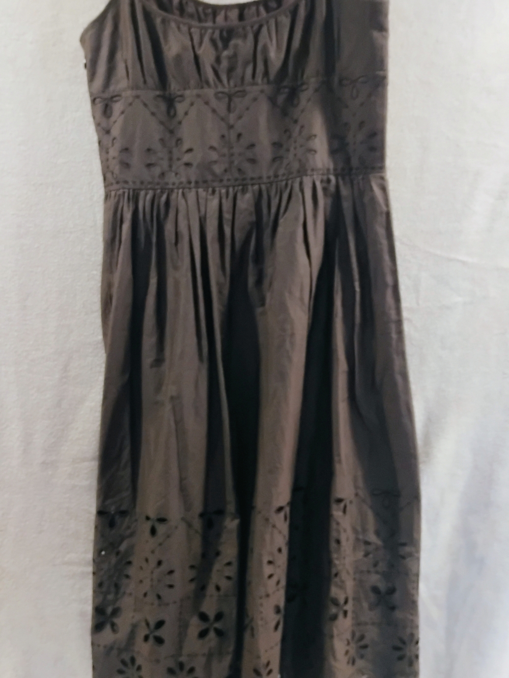 LOFT Brown Eyelet Midi Dress